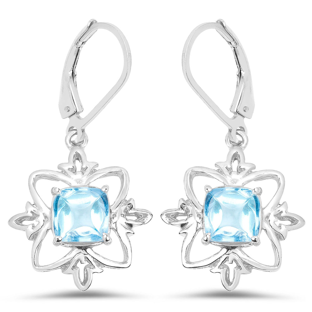 5.30 Carat Genuine Swiss Blue Topaz .925 Sterling Silver Earrings