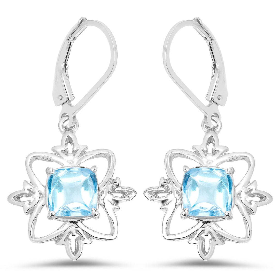 5.30 Carat Genuine Swiss Blue Topaz .925 Sterling Silver Earrings