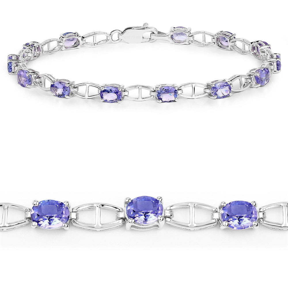 4.29 Carat Genuine Tanzanite .925 Sterling Silver Bracelet