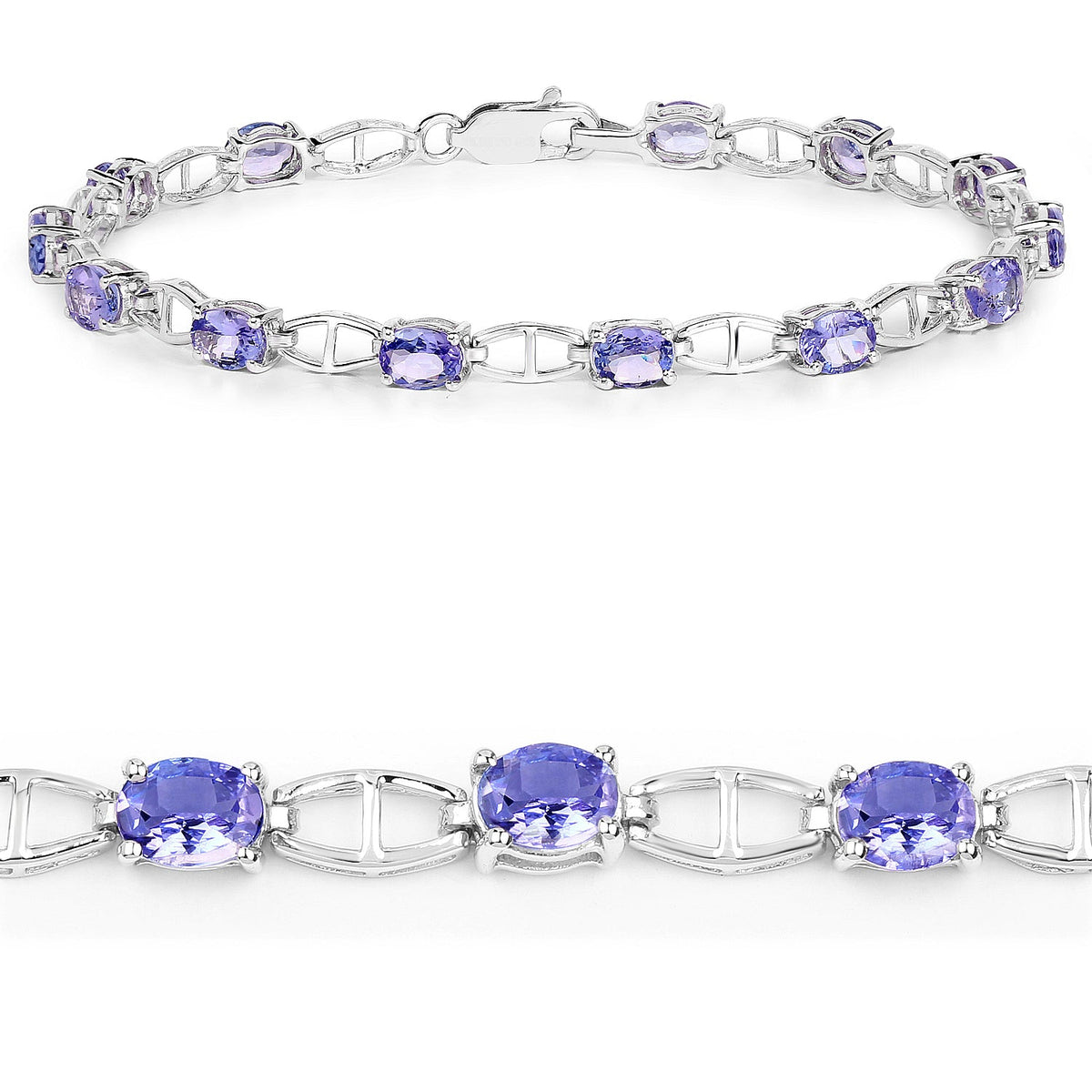 4.29 Carat Genuine Tanzanite .925 Sterling Silver Bracelet - изображение 2 из 9