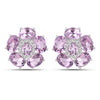 18K White Gold Plated 7.74 Carat Genuine Pink Amethyst and White Topaz .925 Sterling Silver Earrings