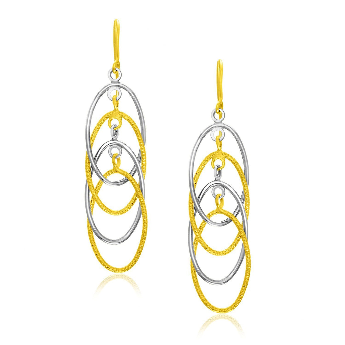 Pendientes entrecruzados de oro de 14k de dos tonos y varias capas