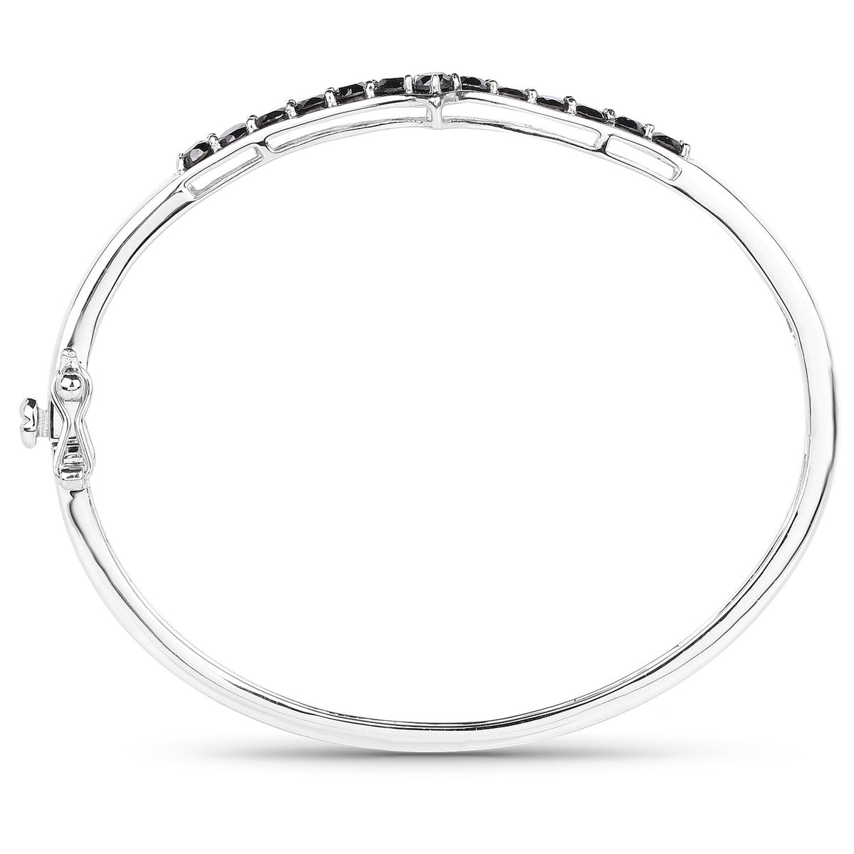 Brazalete de plata de ley .925 con diamante negro auténtico de 2,28 quilates