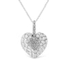 .925 Sterling Silver Pave-Set Diamond Accent Heart Shape 18