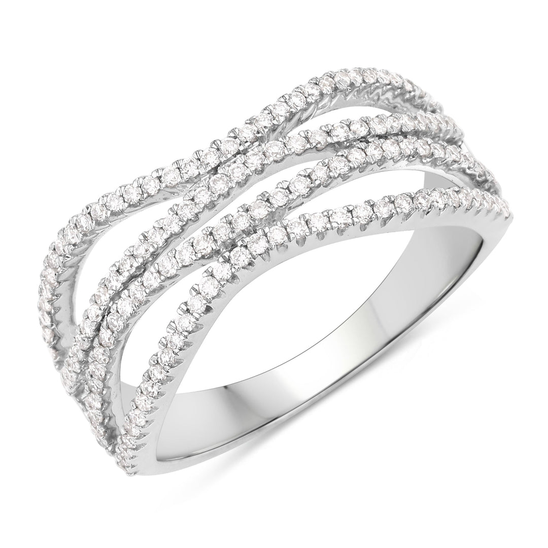 0.46 Carat Genuine White Diamond 14K White Gold Ring (F-G Color, SI Clarity)