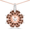 18K Rose Gold Plated 1.61 Carat Genuine Morganite, Smoky Quartz and White Zircon .925 Sterling Silver Pendant