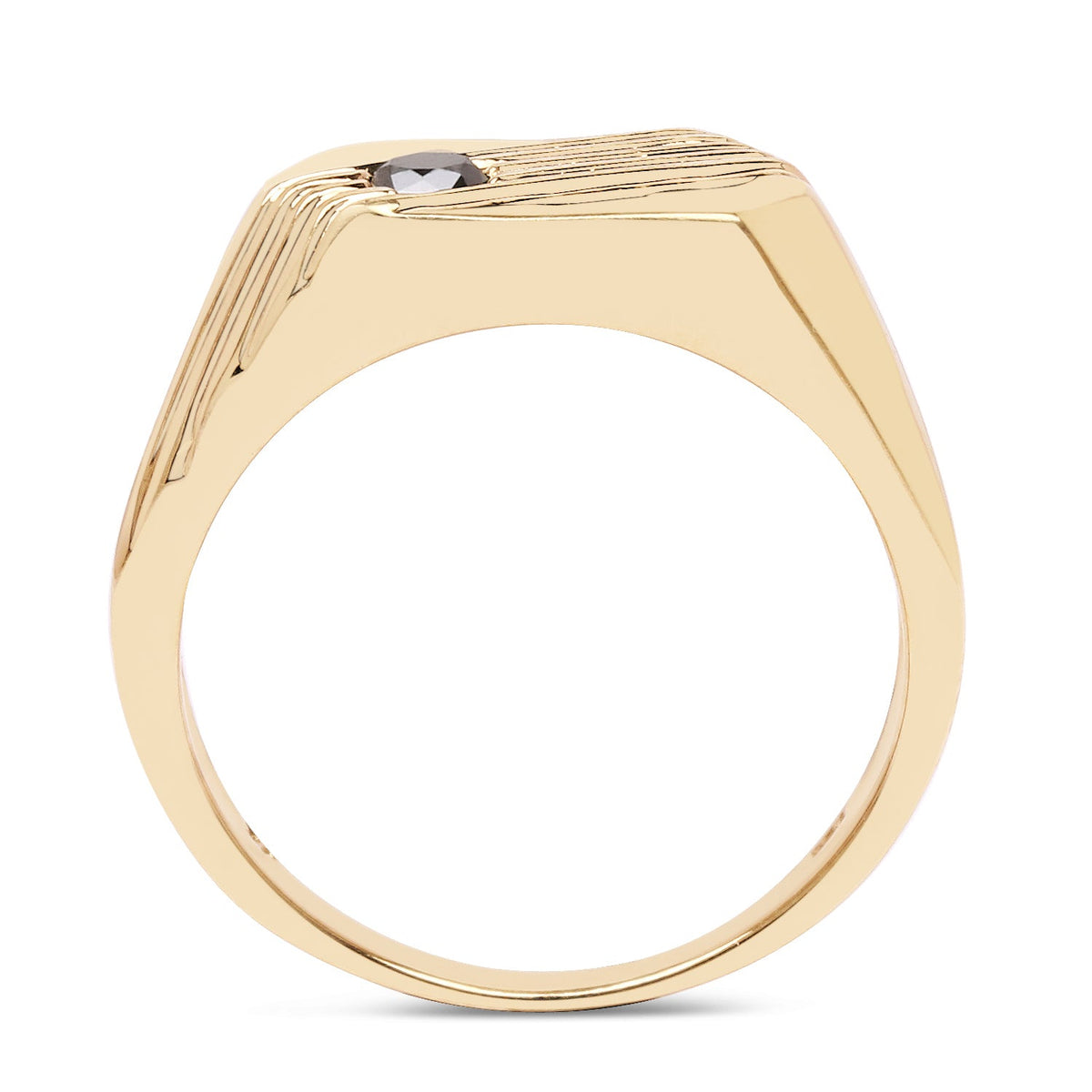 Anillo de plata de ley .925 chapado en oro amarillo de 14 quilates con diamantes negros auténticos de 0,12 quilates