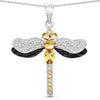 1.79 Carat Genuine Citrine and White Topaz .925 Sterling Silver Pendant