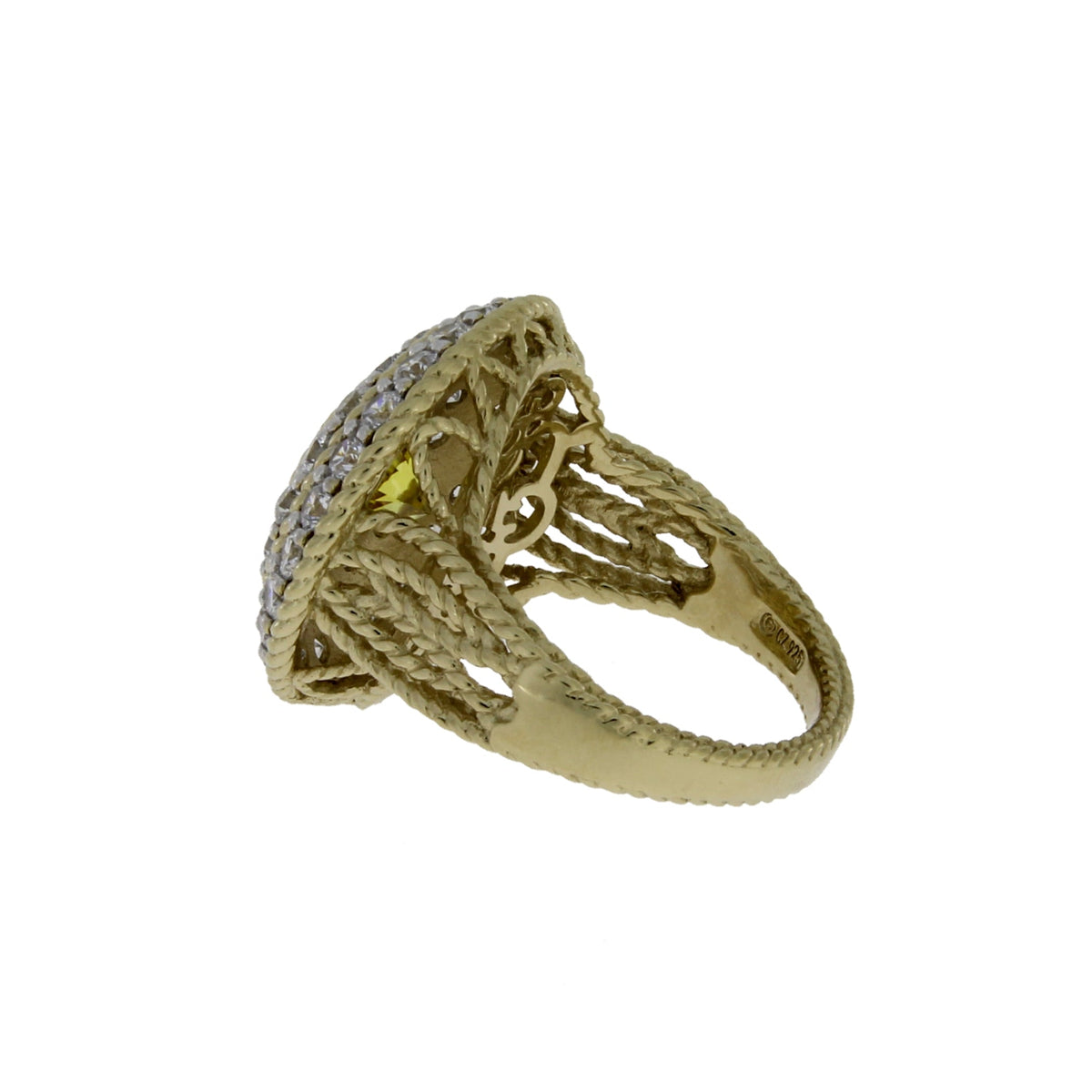Anillo de circonita cúbica natural de plata de ley