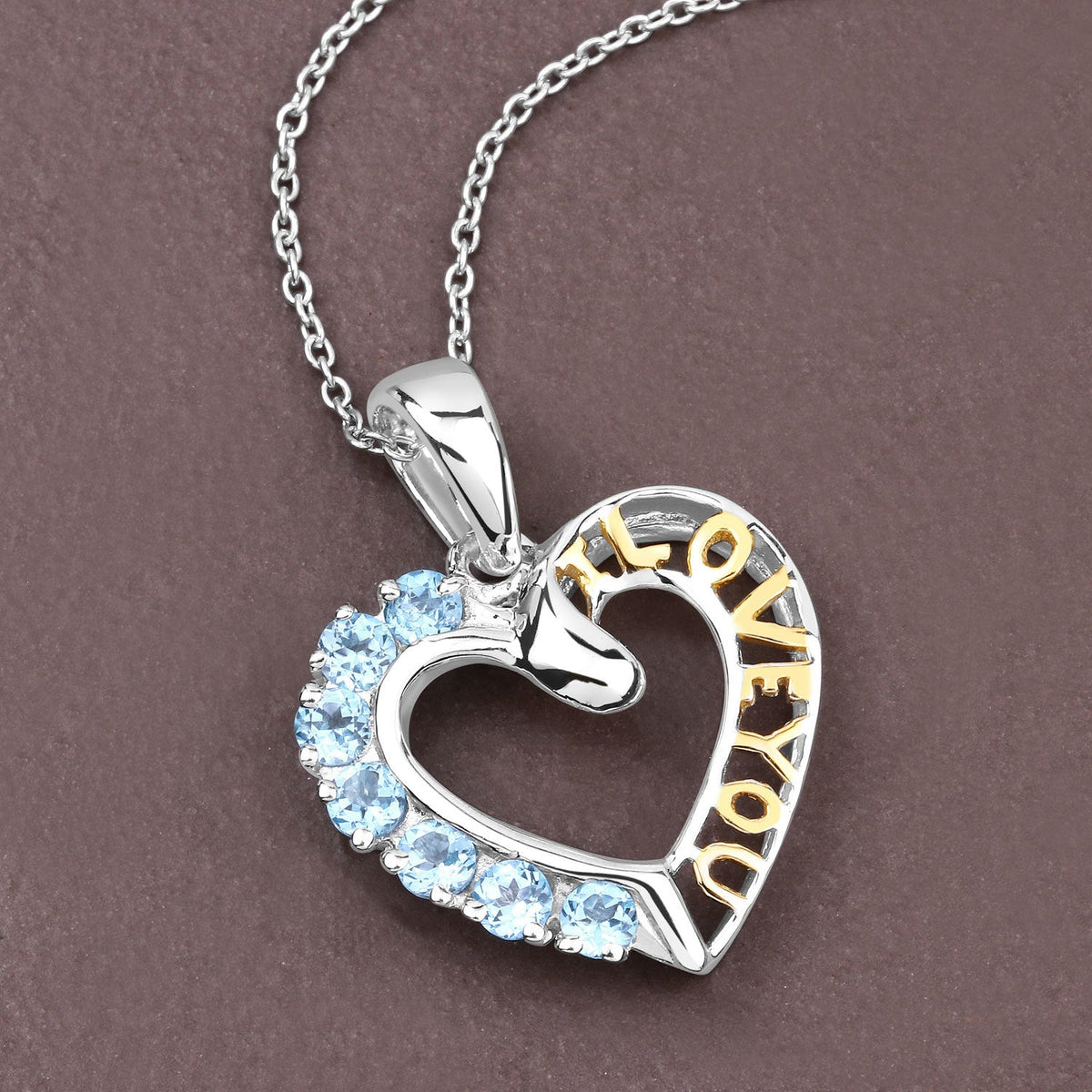Colgante de Topacio Azul Suizo Genuino de 0,84 Quilates de Plata Esterlina .925