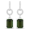 2.28 Carat Genuine Green Tourmaline and White Diamond 14K White Gold Earrings
