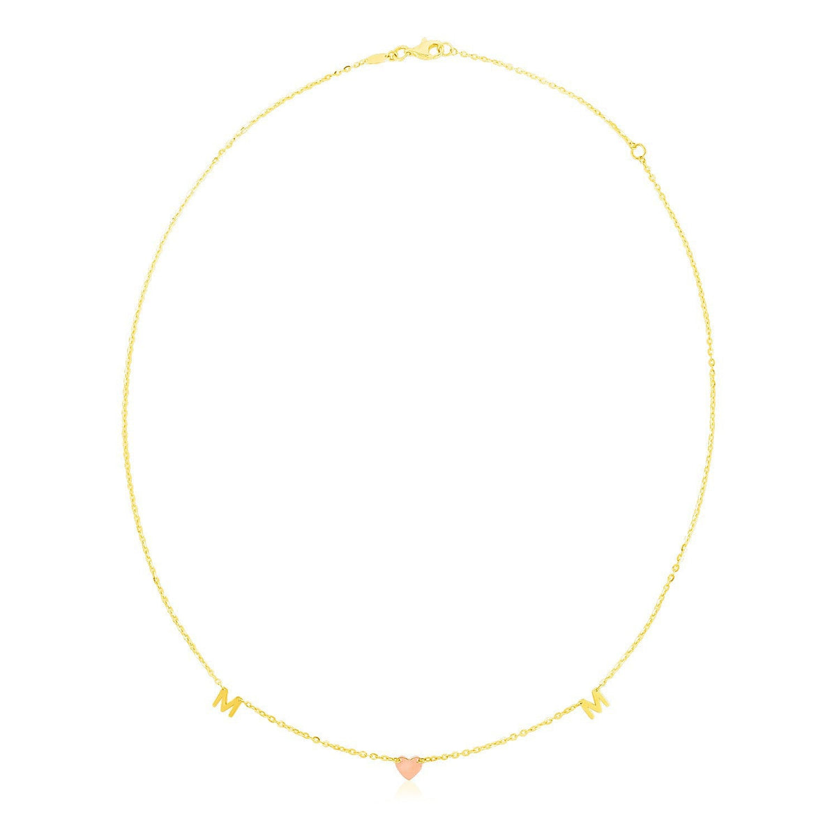 Collar de mamá en oro amarillo y rosa de 14k