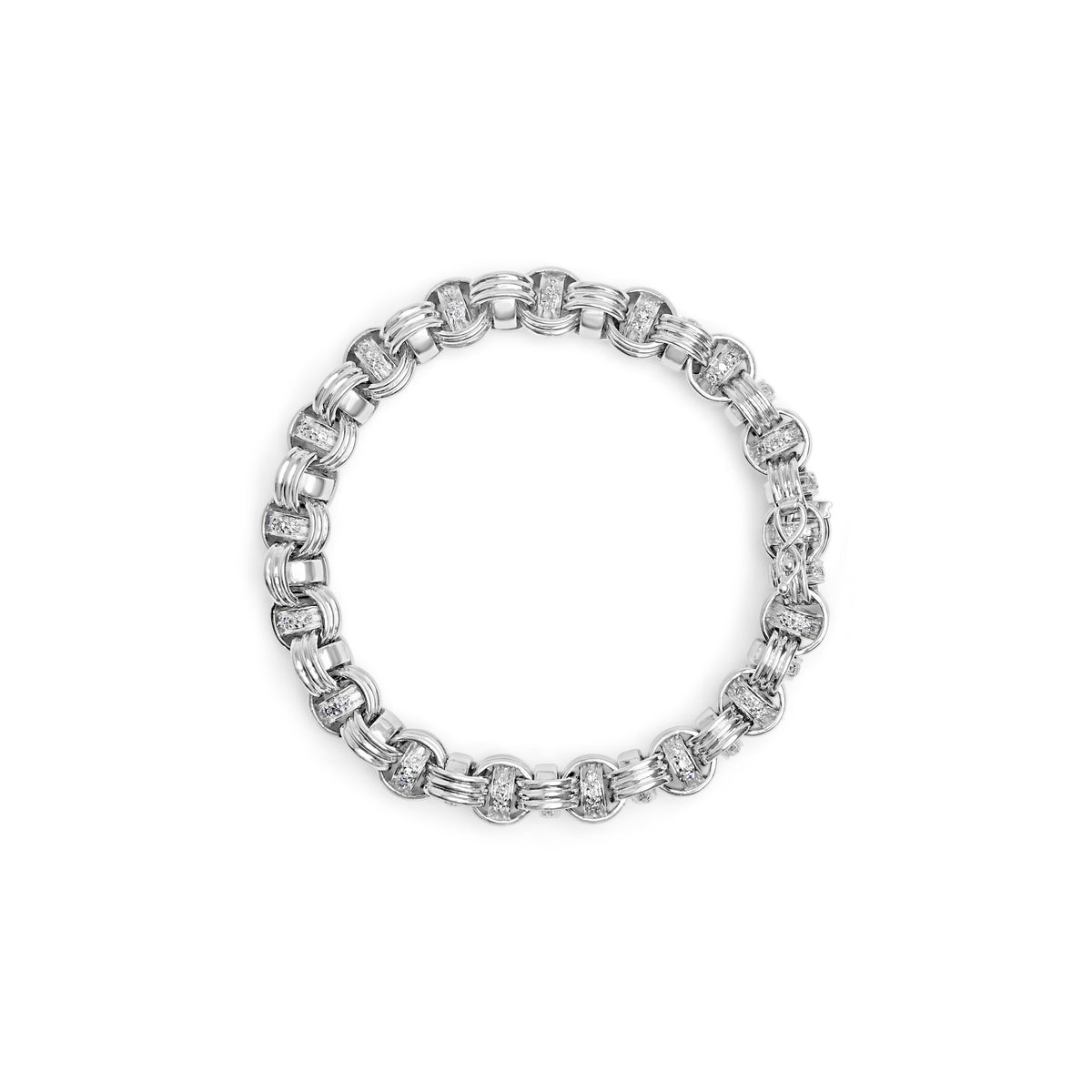 Pulsera eslabones bizantinos anudados de oro blanco de 14K con diamantes de 1/2 Cttw (color H-I, claridad I2-I3) - 7 pulgadas