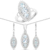 4.50 Carat Genuine Blue Topaz and White Topaz .925 Sterling Silver 3 Piece Jewelry Set (Ring, Earrings, and Pendant w/ Chain)