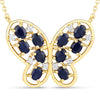 2.16 Carat Genuine Blue Sapphire and White Zircon .925 Sterling Silver Necklace