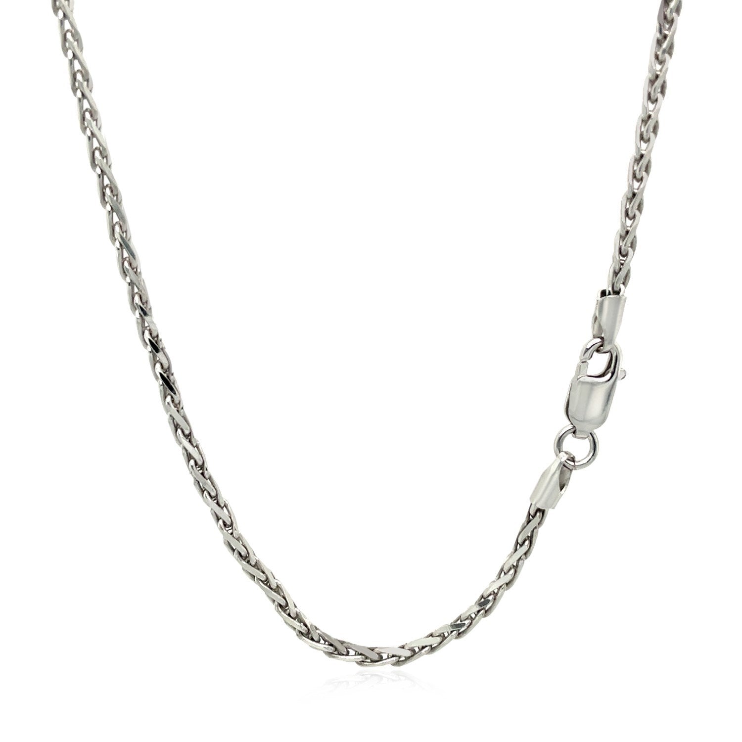 Cadena de trigo de plata de ley rodiada de 2,2 mm
