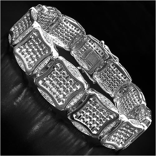 Pulsera de plata de ley .925 con baño de oro amarillo de 14K y diamantes blancos auténticos de 0,67 quilates
