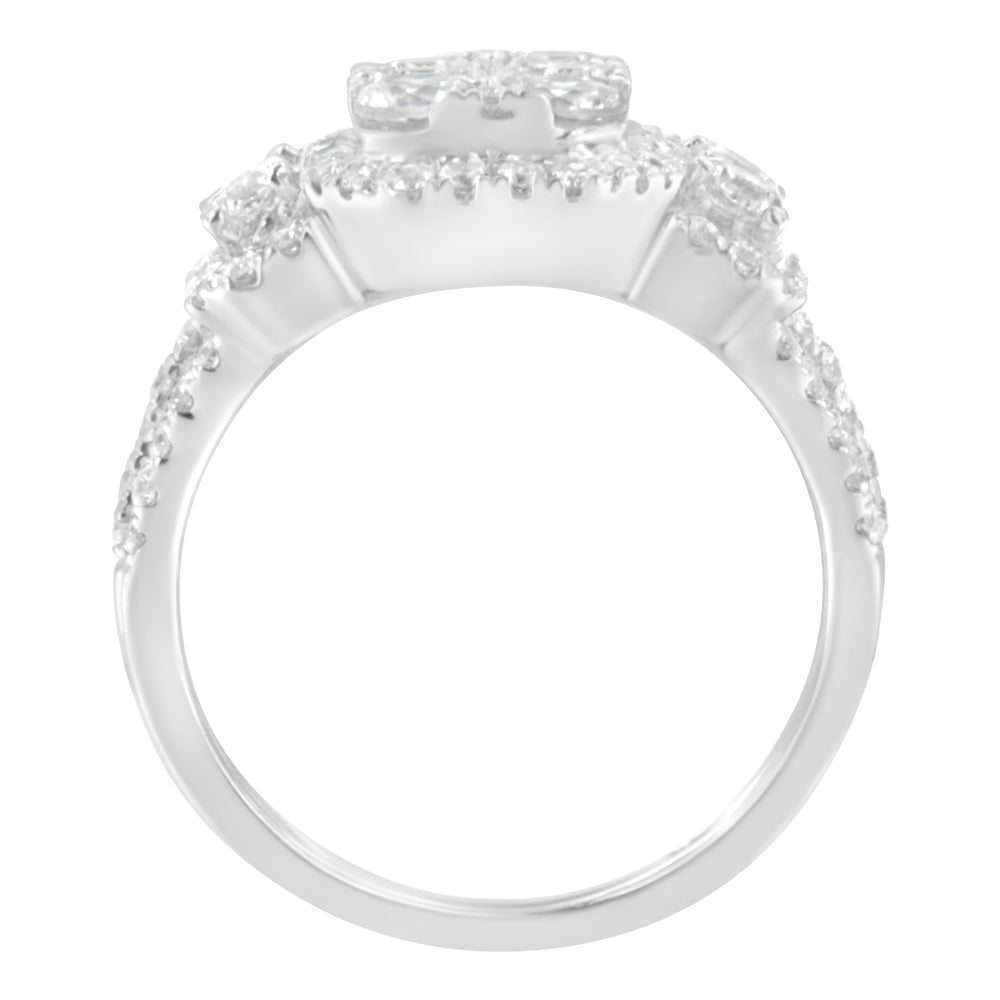 14K White Gold 2 1/4 Cttw Diamond Cocktail Cluster Ring (G-H Color, SI2-I1 Clarity) - Size 7