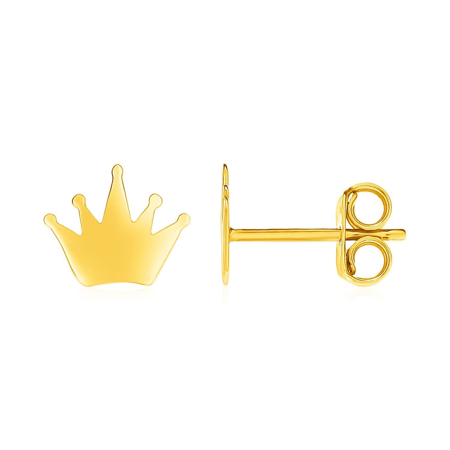 Pendientes de poste de oro amarillo de 14k con coronas