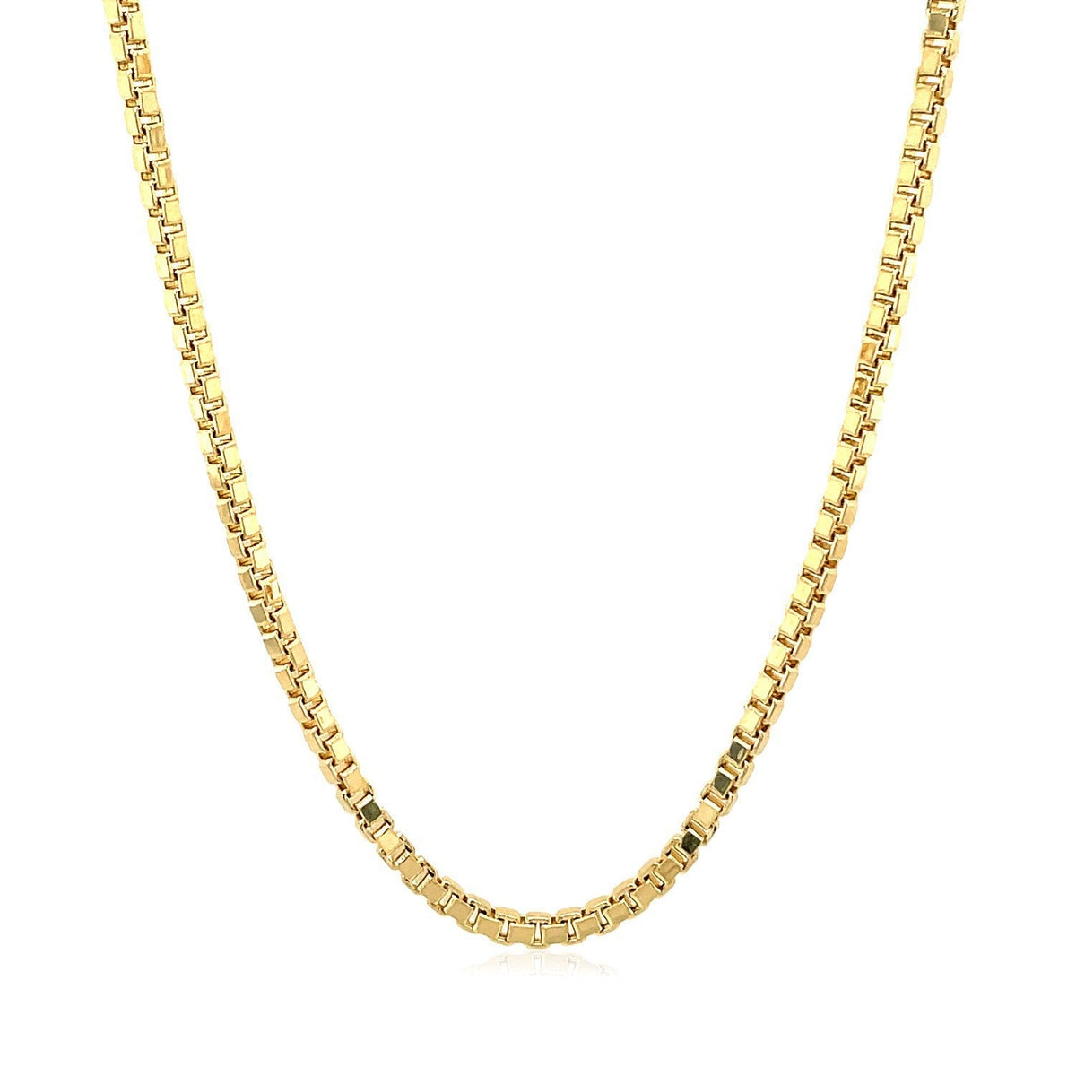 Cadena estilo Box semimaciza de oro amarillo de 14k y 2.0mm