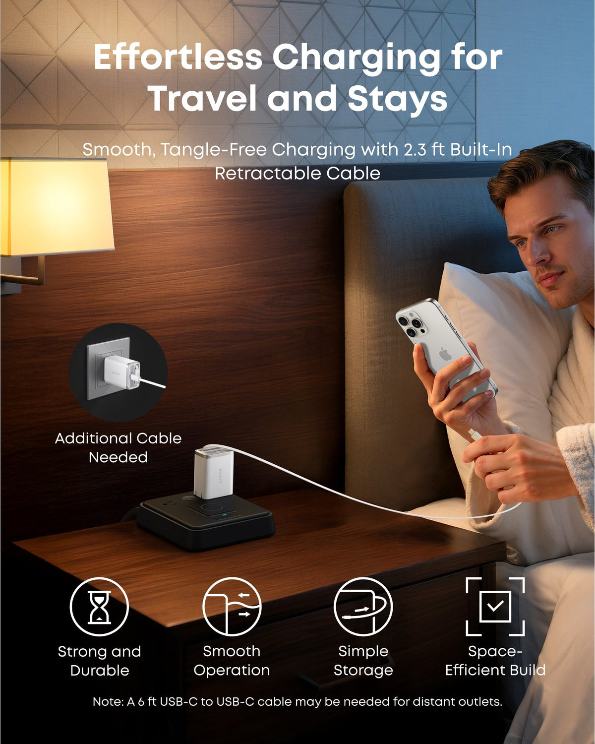 Cargador Anker Nano (35 W, cable USB-C retráctil integrado)