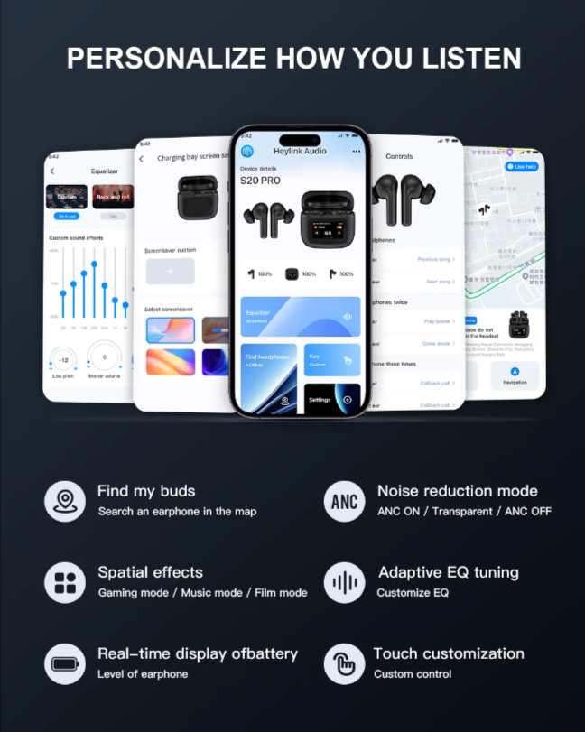 T68 Tour Pro 2 - ANC True Wireless Bluetooth - Сенсорный экран LED Smart Case 