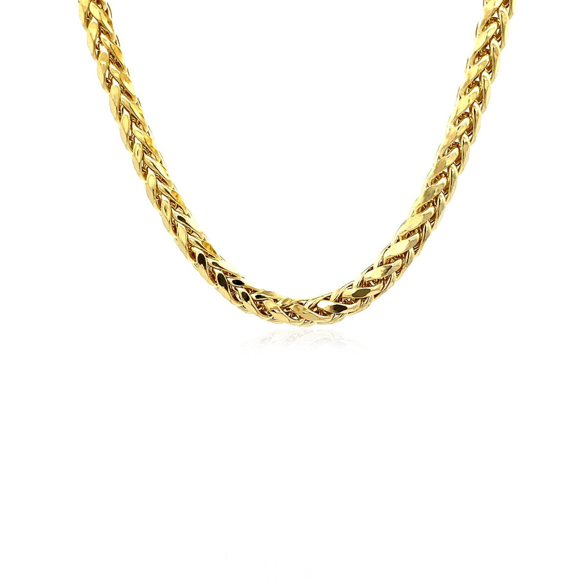 Cadena Franco redonda de oro amarillo de 14k con corte de diamante de 5.2mm