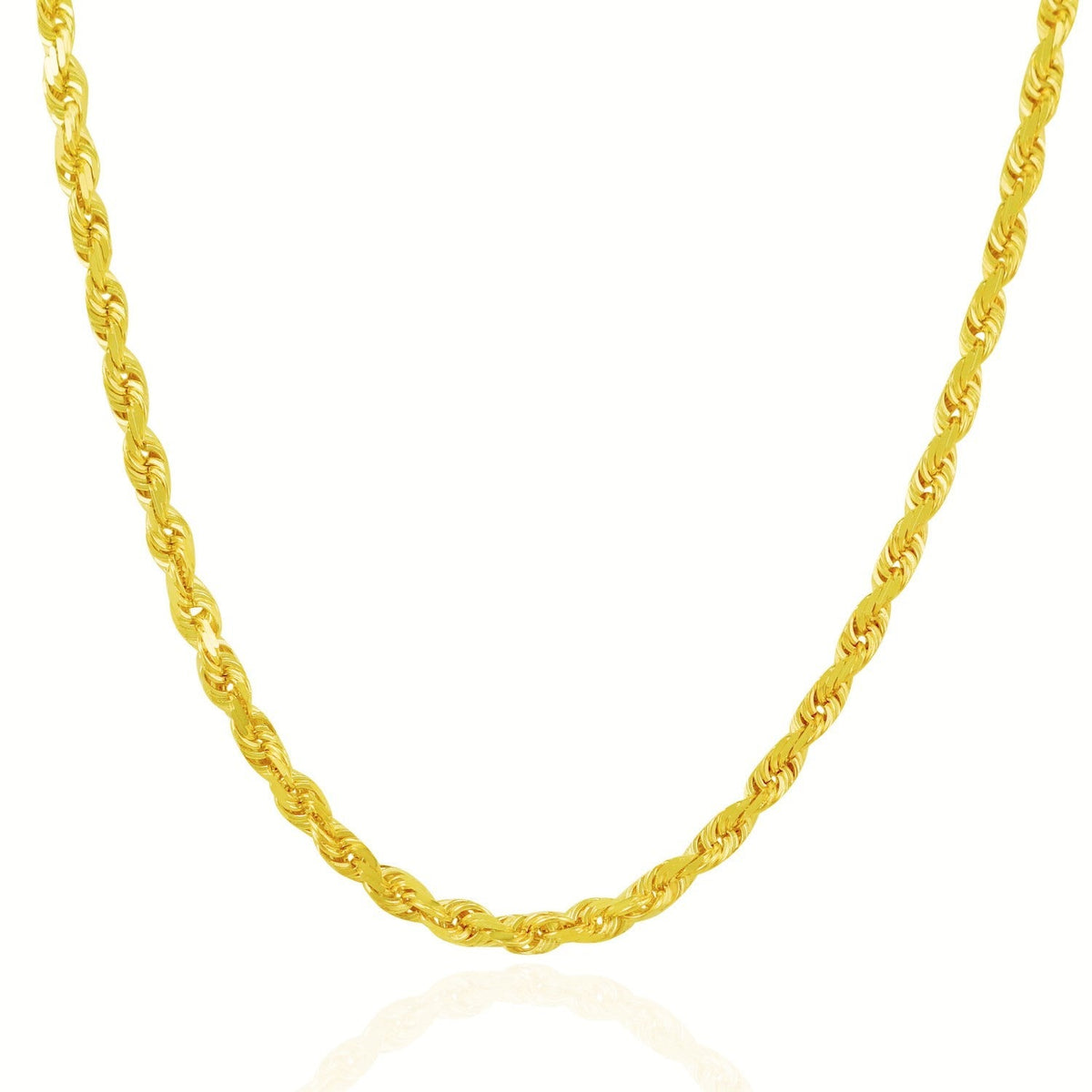 Cadena de oro amarillo macizo de 14k de 5.0mm con corte de diamante