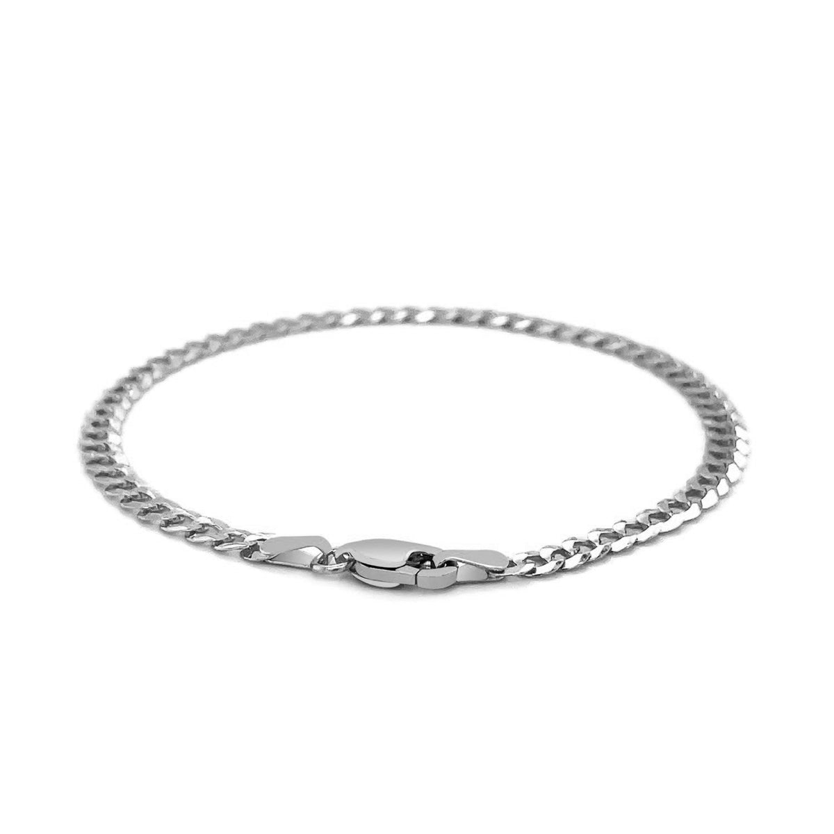 Pulsera de oro blanco macizo de 14k de 3.6mm estilo de cadena cubana