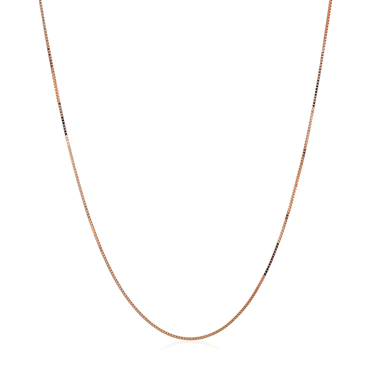 Cadena de caja clásica de oro rosa de 14k de 0.45 mm