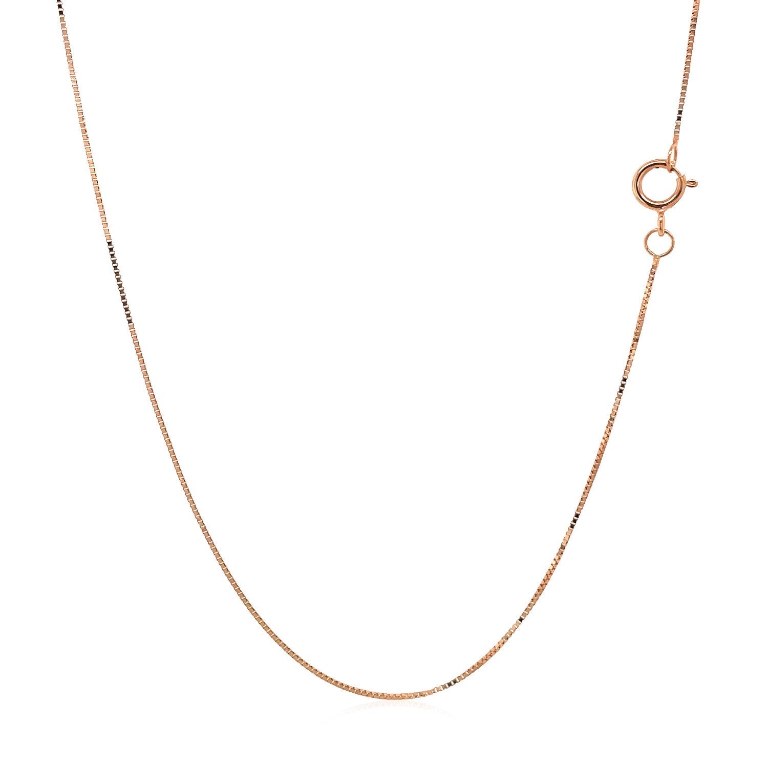 Cadena de caja clásica de oro rosa de 14k de 0.45 mm