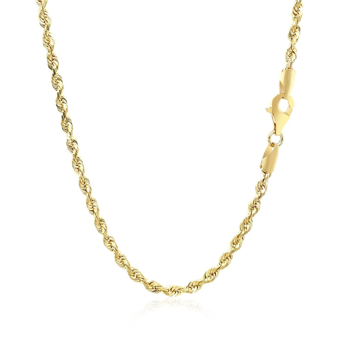 Cadena de oro amarillo macizo de 10k con corte de diamante de 2.75mm