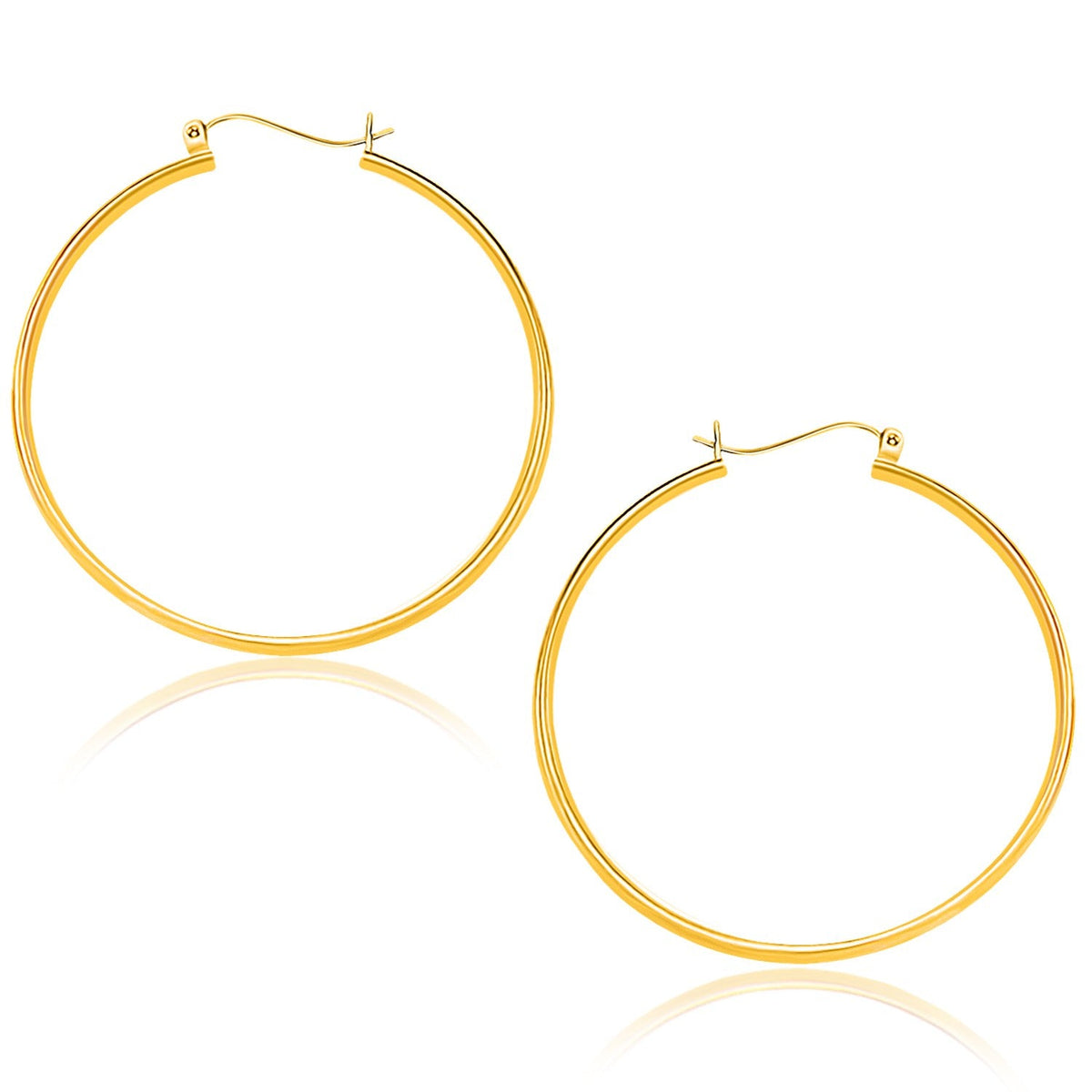 Aretes de aro pulidos de oro amarillo de 14k (40 mm)