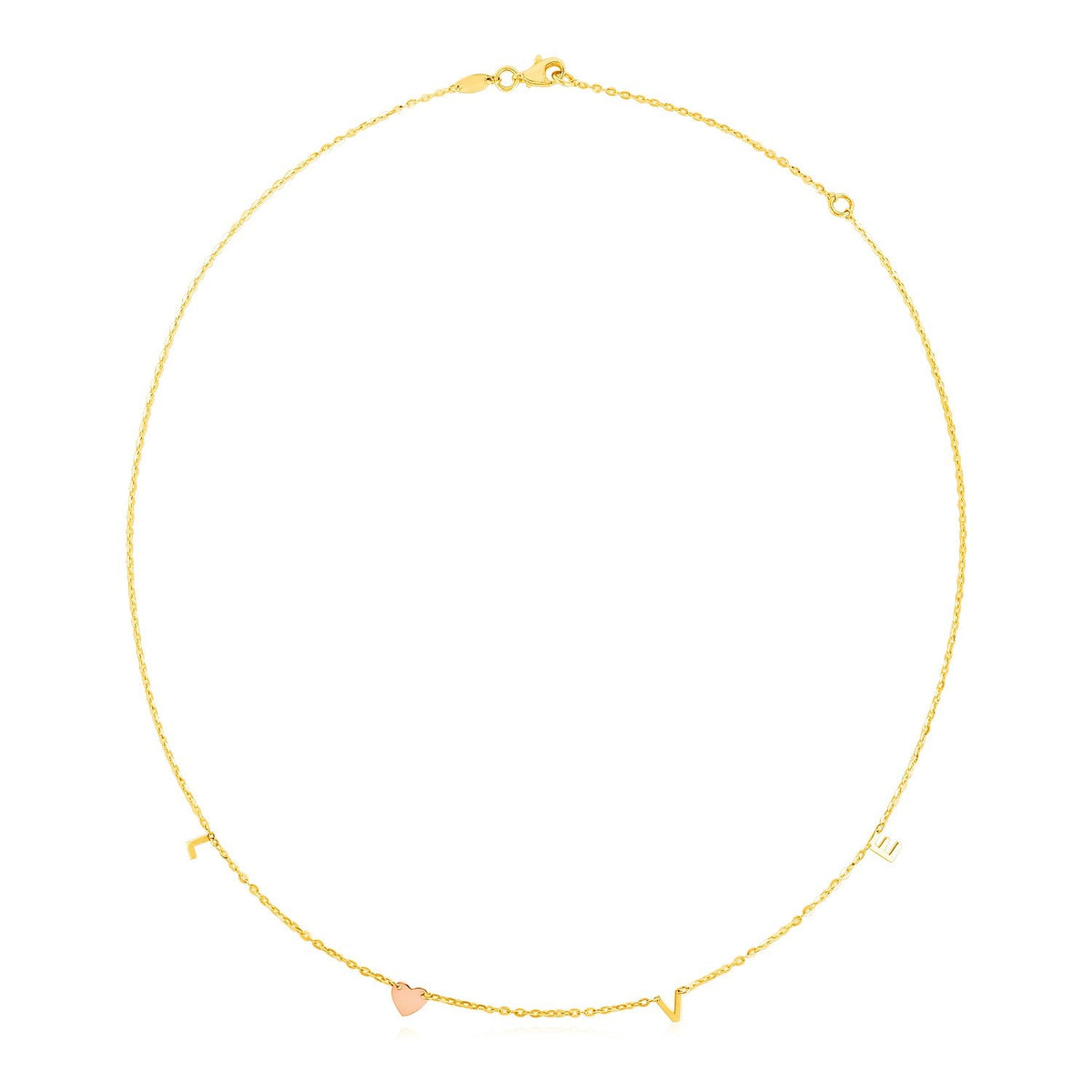 Collar de oro de 14 quilates de dos tonos con la palabra "Love"