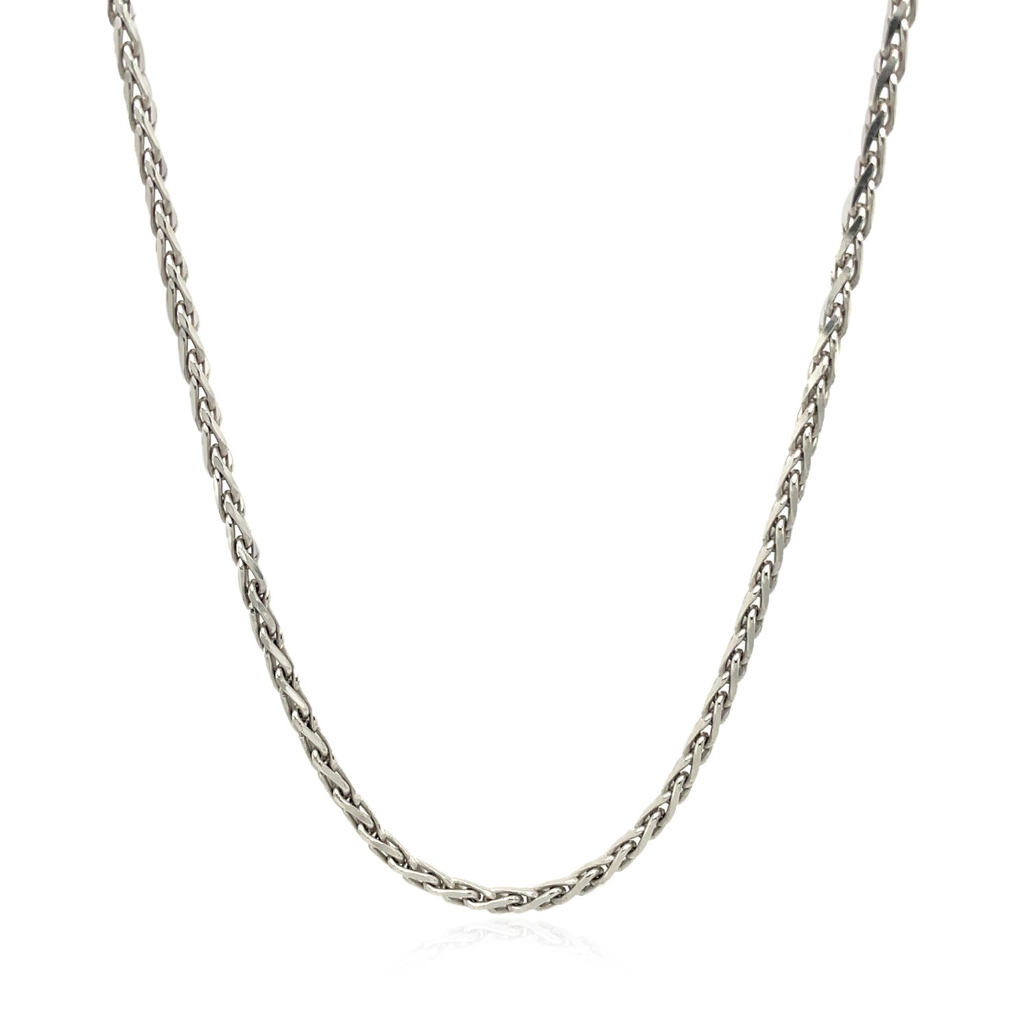 Cadena de trigo de plata de ley rodiada de 2,2 mm