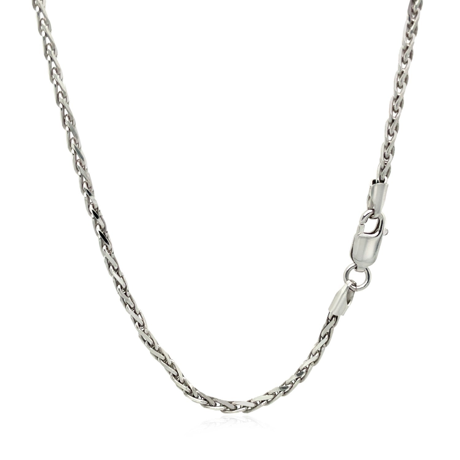 Cadena de trigo de plata de ley rodiada de 2,2 mm