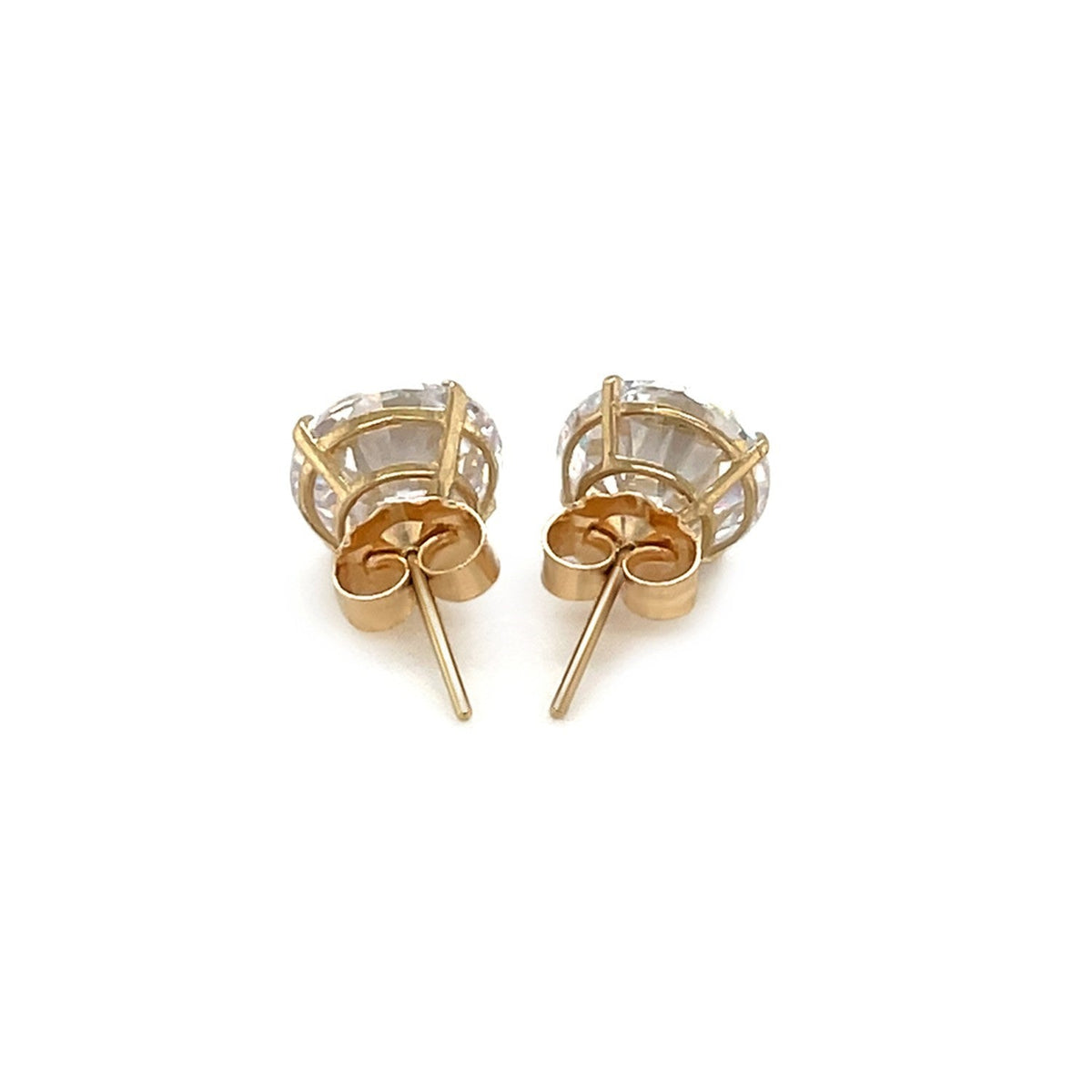 Pendientes de 8,0 mm con circonita cúbica redonda de oro amarillo de 14k