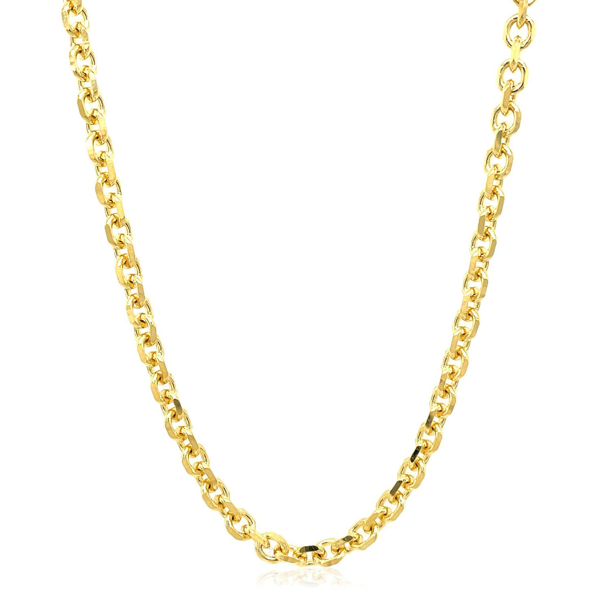 Cadena de eslabones de cable con corte de diamante de oro amarillo de 14k y 4,0 mm