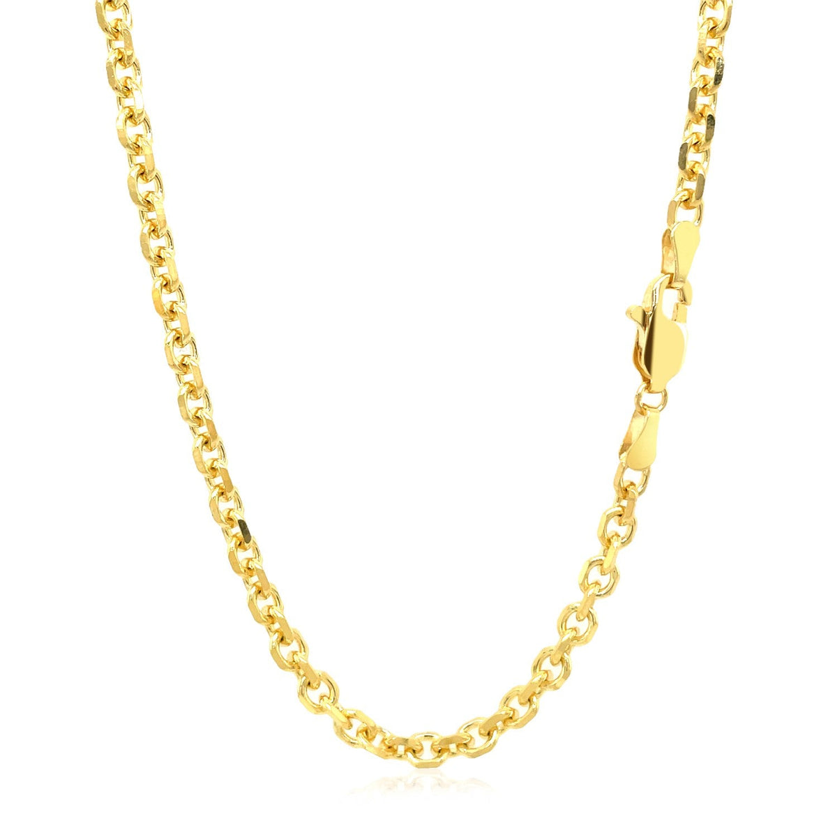 Cadena de eslabones de cable con corte de diamante de oro amarillo de 14k y 4,0 mm
