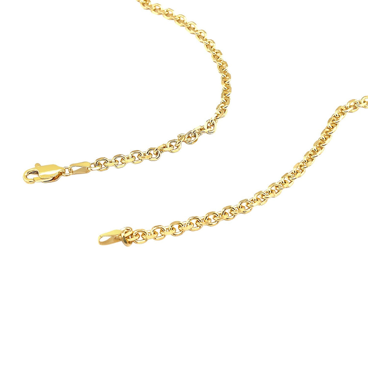 Cadena de eslabones de cable con corte de diamante de oro amarillo de 14k y 4,0 mm