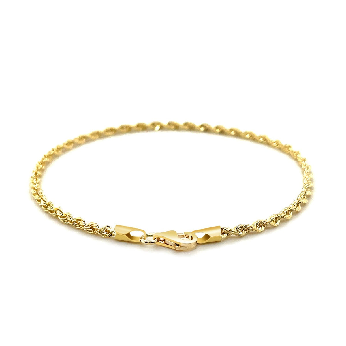 Pulsera de cuerda de oro amarillo macizo de 14k de 2.5mm con corte de diamante