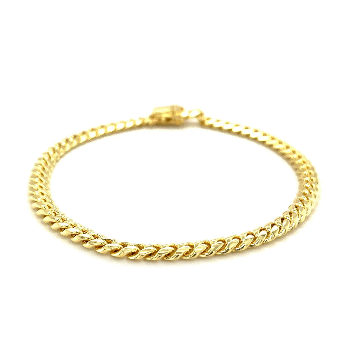 Pulsera sólida cubana Miami Clásica de 5.0mm de Oro Amarillo de 14k