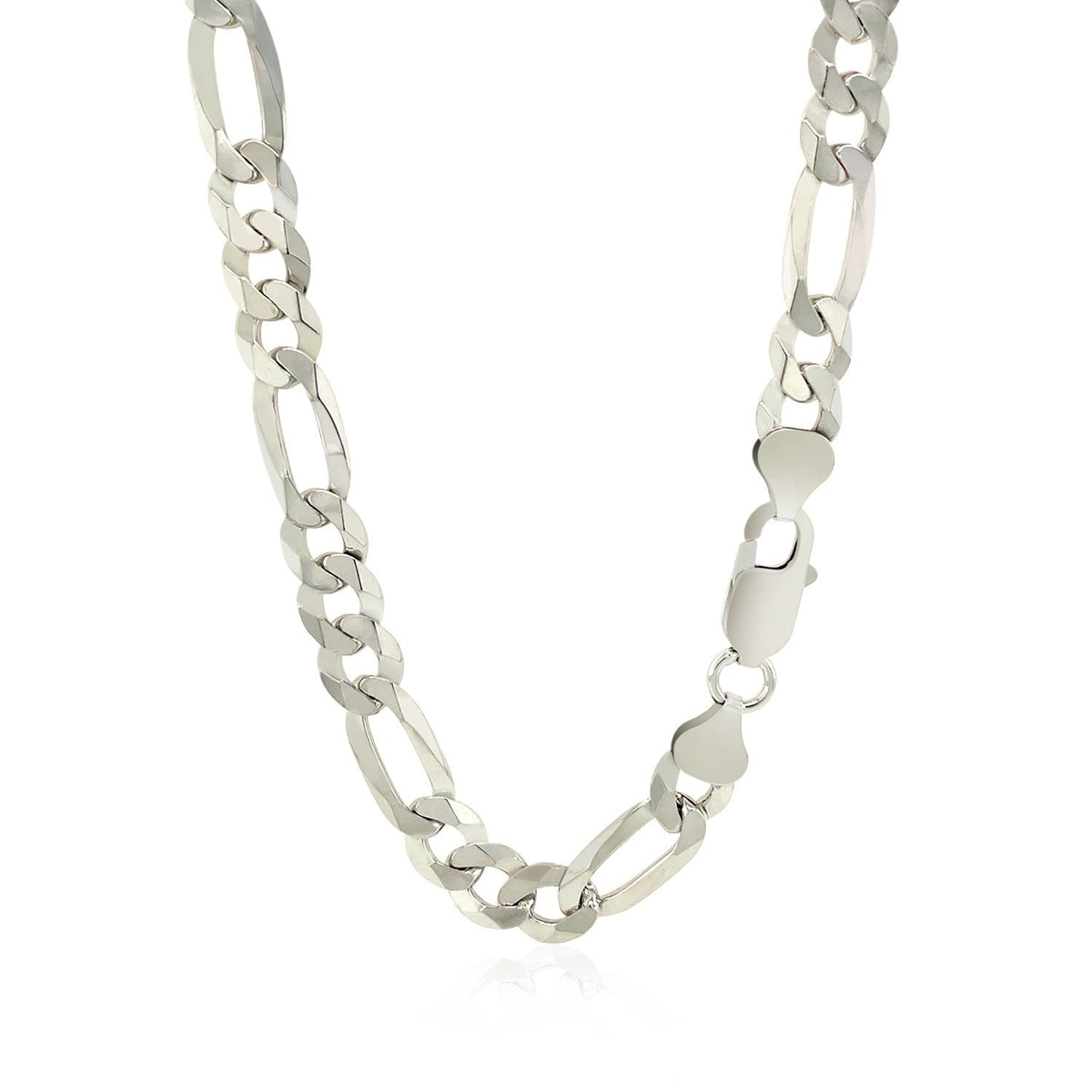 Cadena de plata esterlina de 8.1mm estilo fígaro con baño de rodio