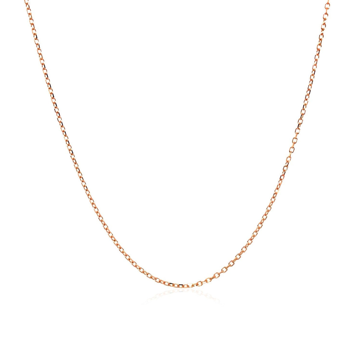 Cadena de eslabones tipo cable con corte de diamante de oro rosa de 14k y 0,8 mm