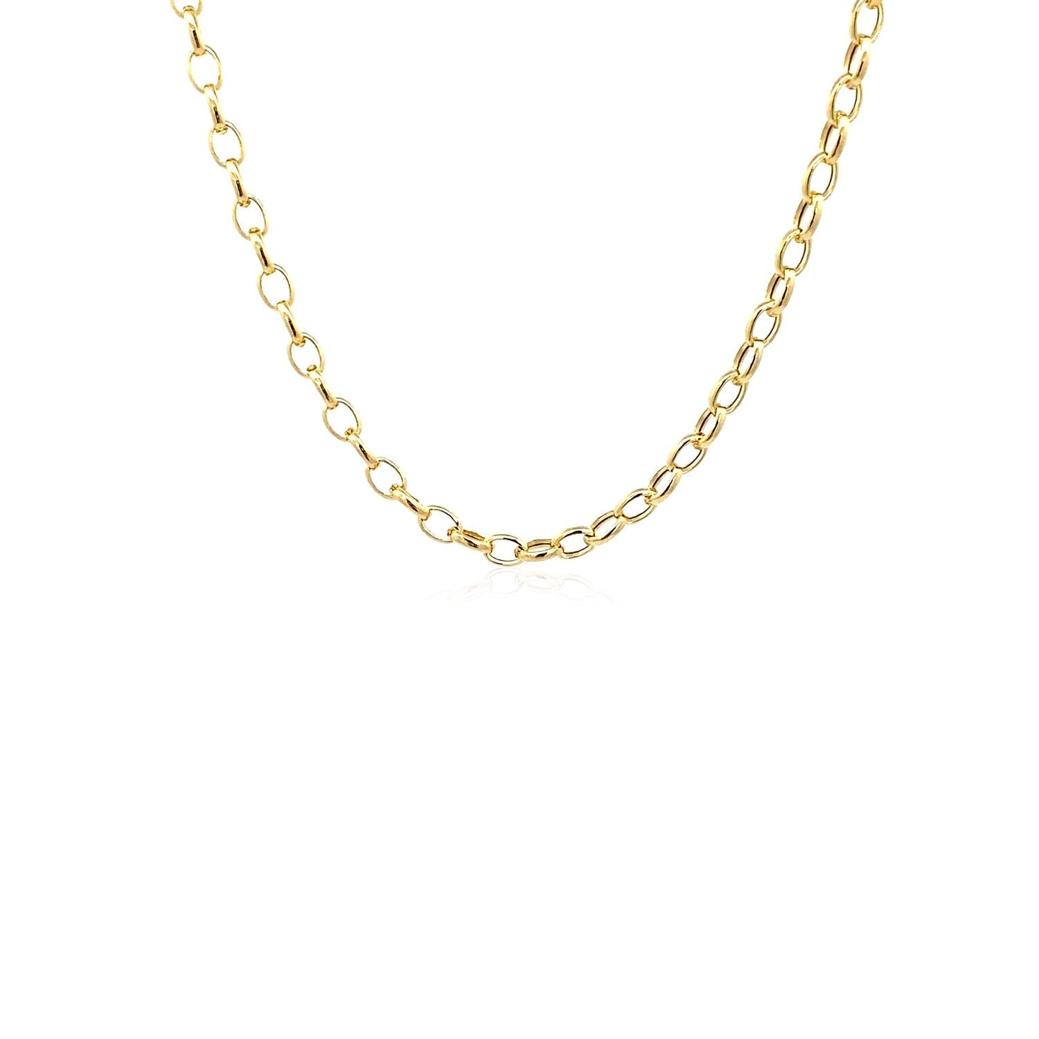 Cadena Rolo Ovalada de Oro Amarillo de 14k y 3.2mm
