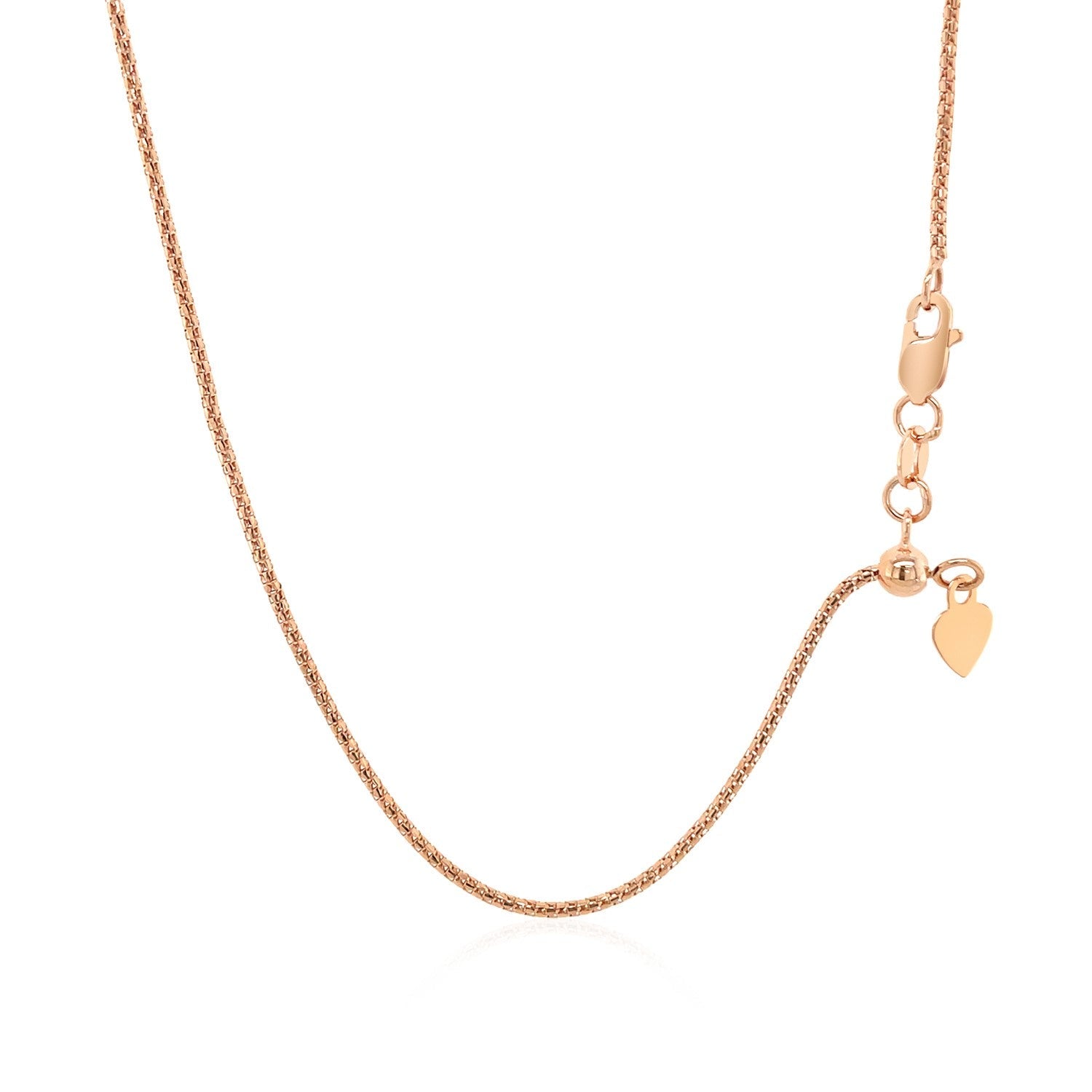 Cadena de palomitas ajustable de oro rosa de 14k y 1,3 mm