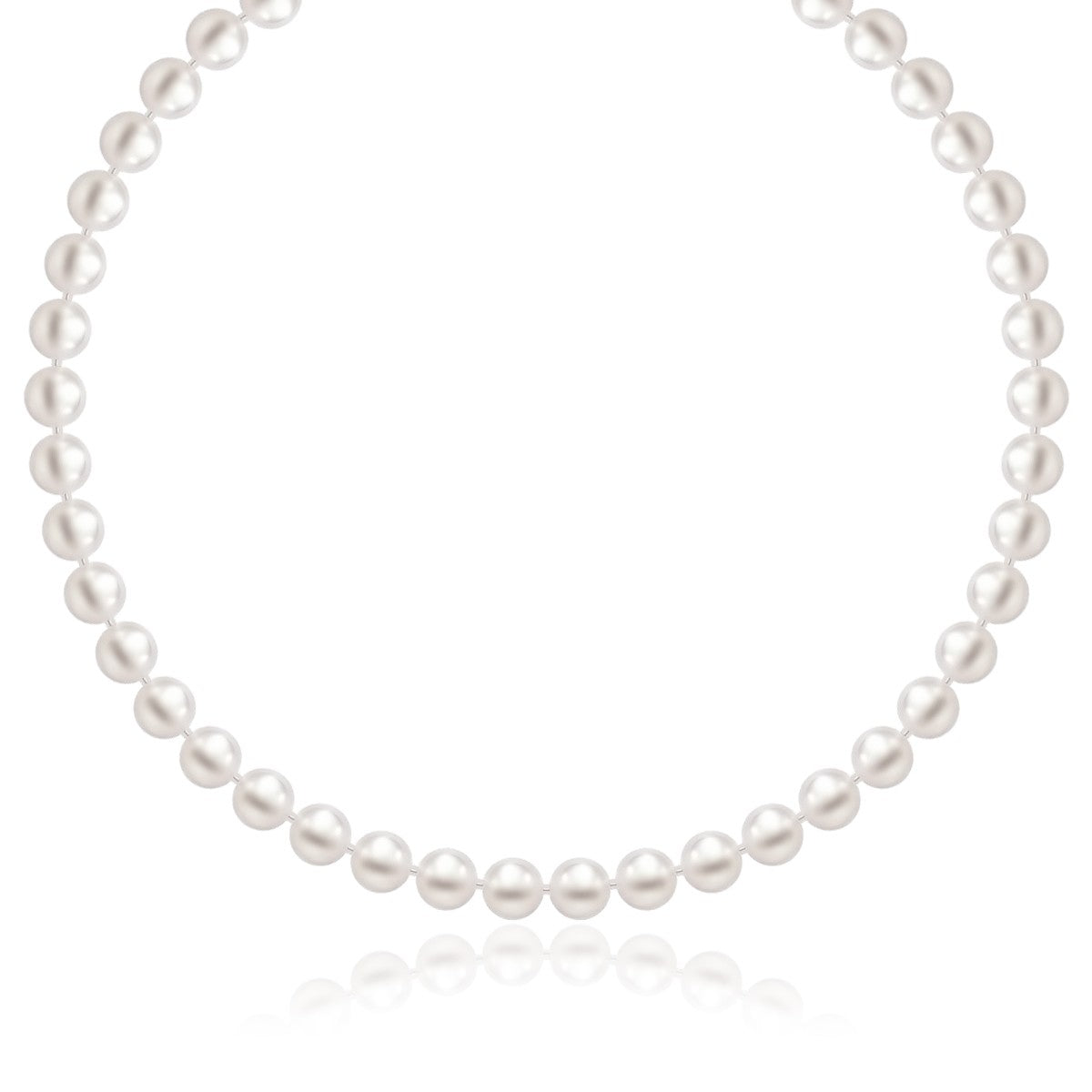 Collar de oro amarillo de 14k con perlas cultivadas de agua dulce blancas (6.0mm a 6.5mm)