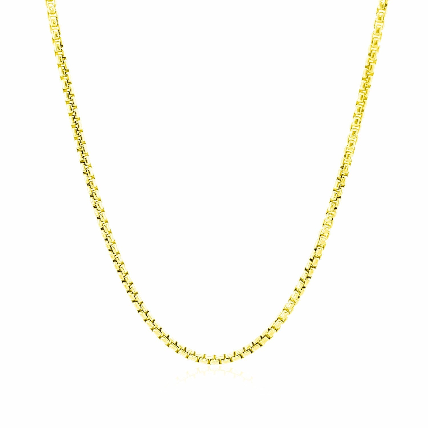 Cadena de caja redonda de oro amarillo de 14k y 1.7mm