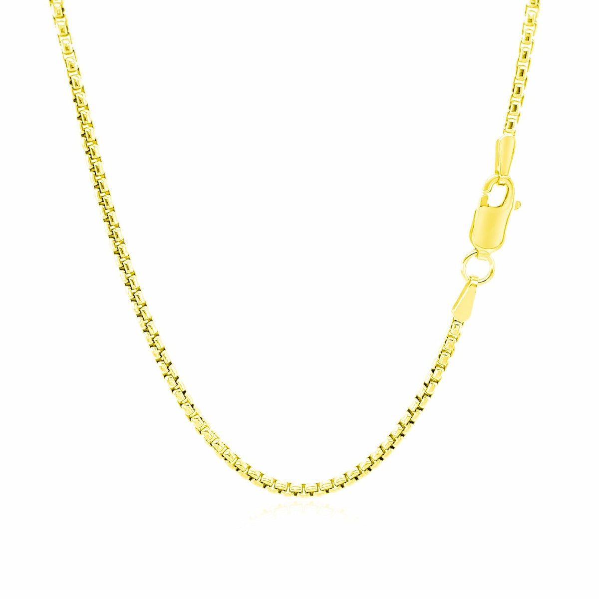 Cadena de caja redonda de oro amarillo de 14k y 1.7mm
