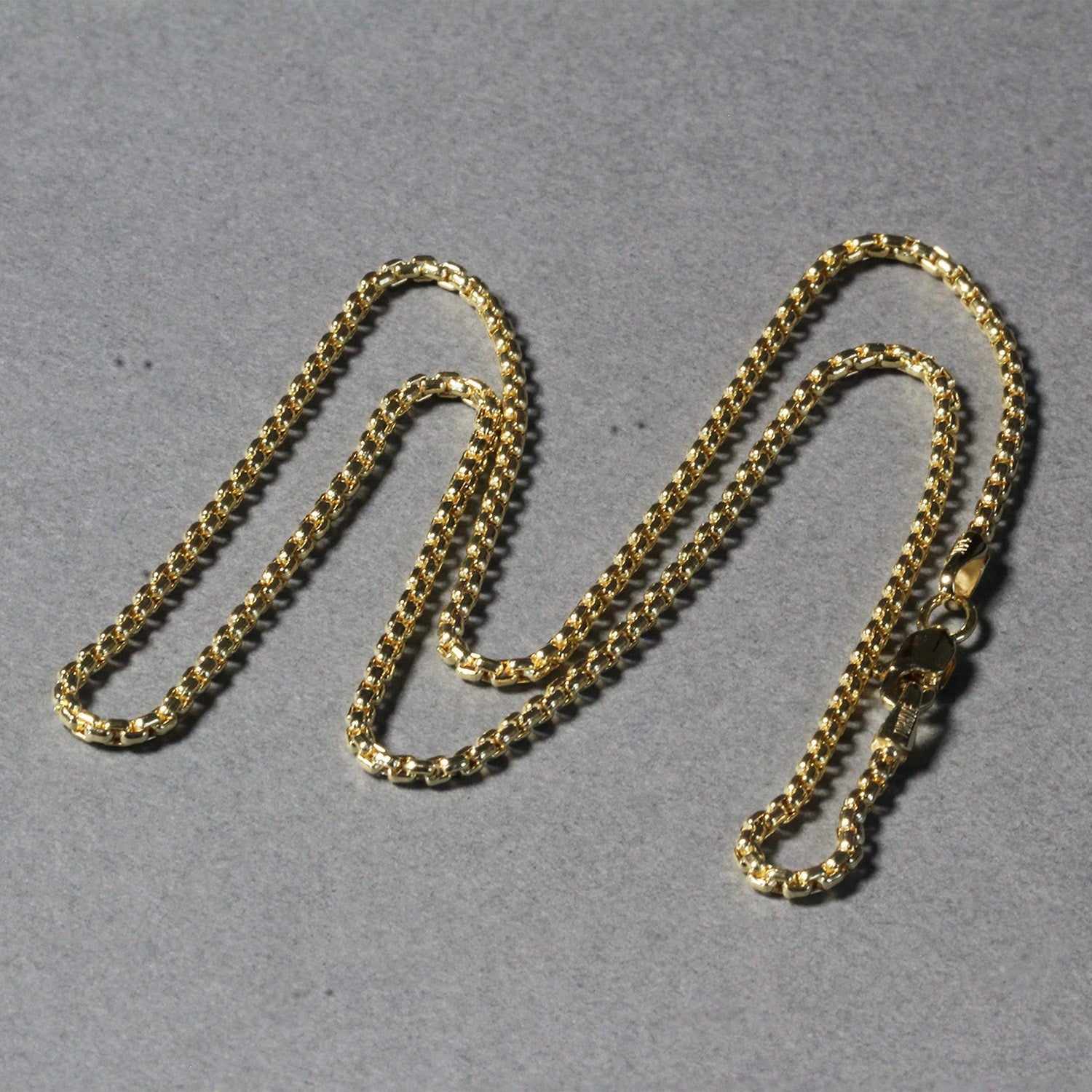 Cadena de caja redonda de oro amarillo de 14k y 1.7mm
